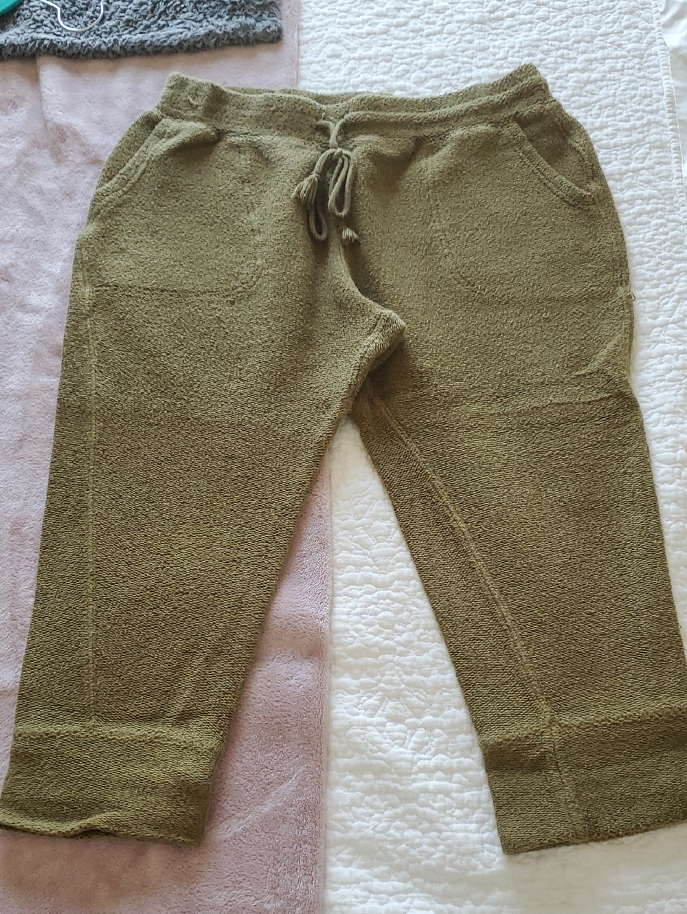 Free People Olive Green Cropped Sweatpants